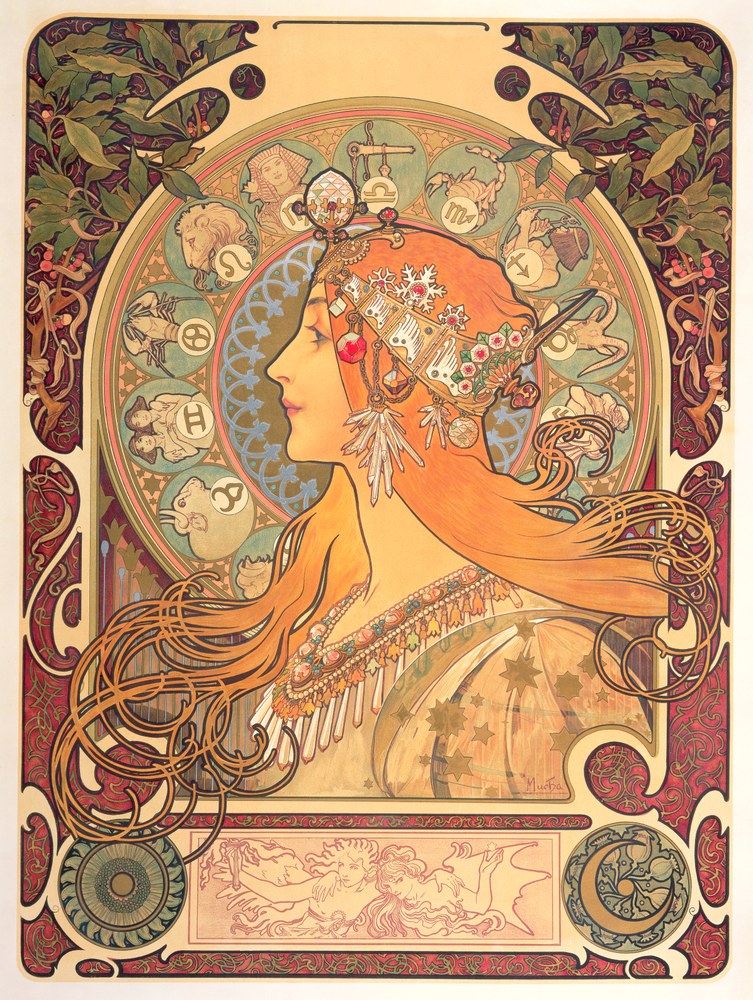 Alphonse Mucha, Zodiac, 1896, Lithographie en couleurs, 65,7 x 48,2 cm © Mucha Trust 2023.jpg