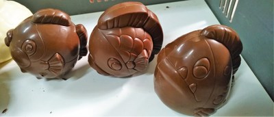 Chocolaterie Castelain, i pesci realizzati dai bambini aspiranti cioccolatieri.jpg