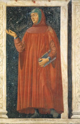 Francesco Petrarca in un affresco di Andrea del Castagno, Galleria degli Uffizi, Firenze.jpg