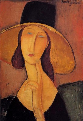 Jeanne Hébuterne con cappello a falda larga, ritratta da Amedeo Modigliani