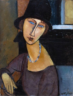 Jeanne Hébuterne con cappello e collana, ritratta da Amedeo Modigliani