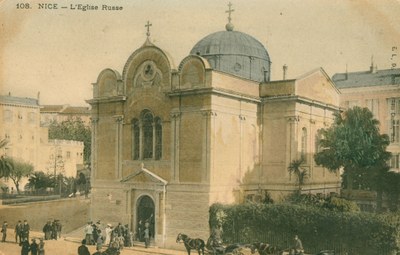 Nizza, la chiesa ortodossa di San Nicola e Santa Alessandra - Immagine d'epoca