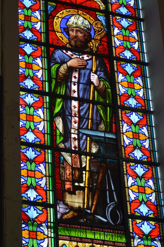 Saint Eloi raffigurato con l'incudine gli attrezzi dell'arte orafa