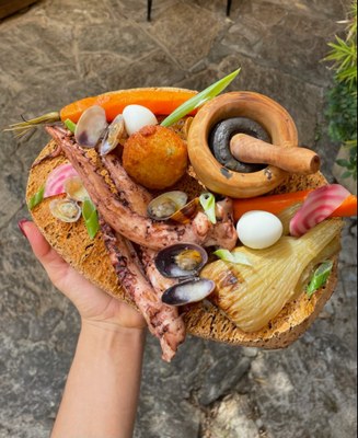 Aïoli rivisitato del ristorante Lou Portaou, Bormes les Mimosas