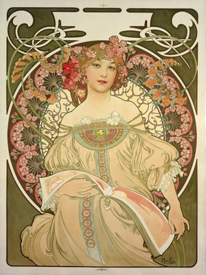 Alphonse Mucha, Rêverie, 1898, Lithographie en couleurs, 72,7 x 55,2 cm © Mucha Trust 2023