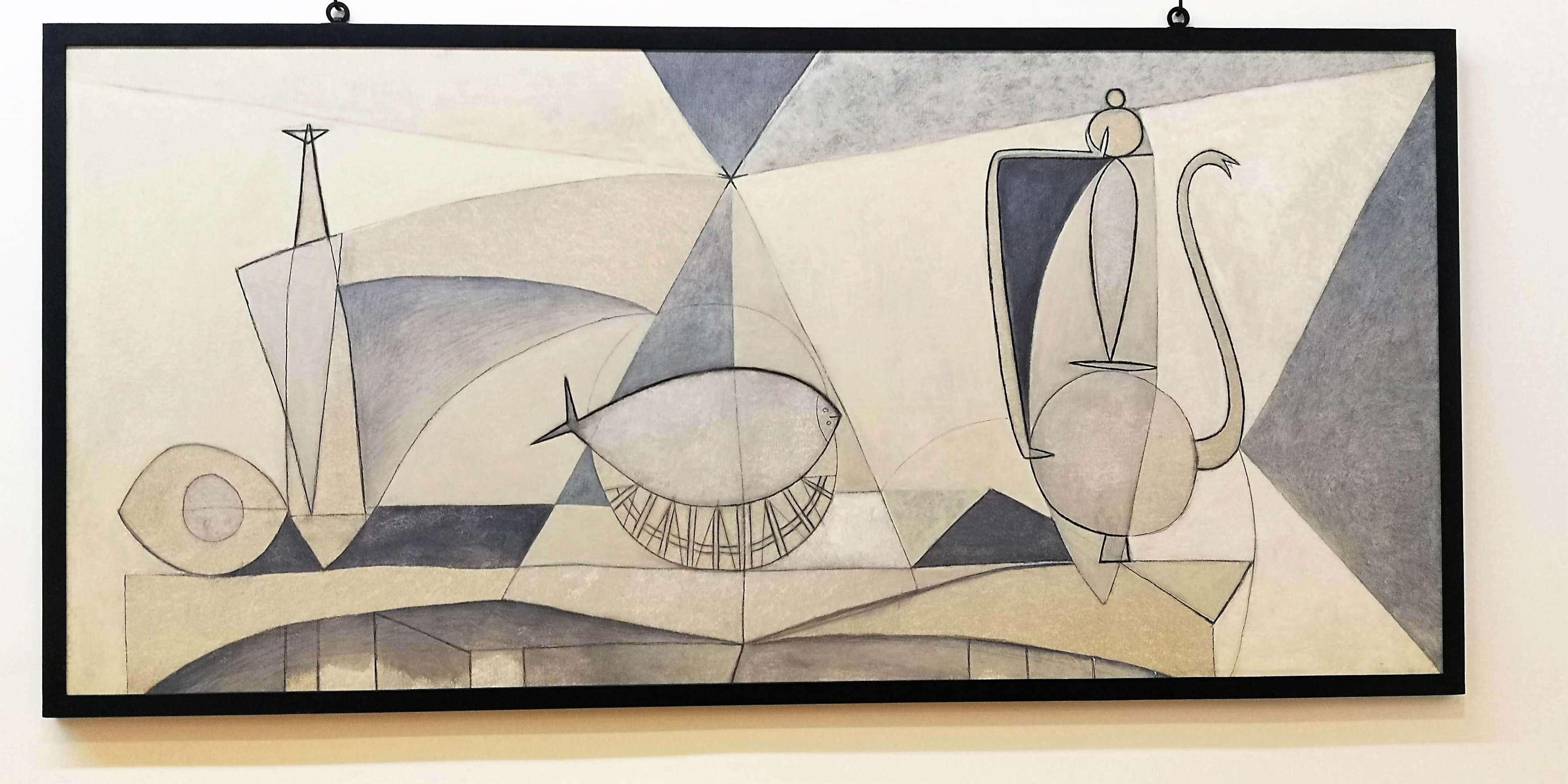 Antibes, Museo Picasso, natura morta con bottiglia, sogliola e brocca