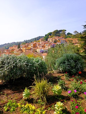 Bormes-les-Mimosas da uno dei suoi angoli fioriti