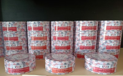 Confiserie 1844, le tipiche scatoline rotonde dei berlingot