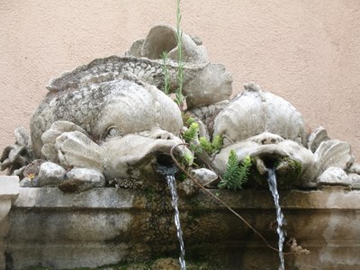 Cotignac, la fontana del lavatoio, particolare, SombreSanglier=