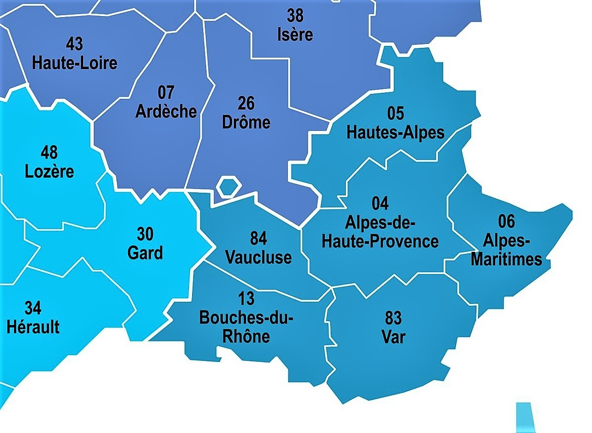 I dipartimenti della Regione PACA e dintorni