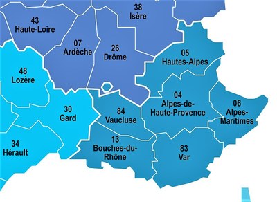 I dipartimenti della Regione PACA e dintorni