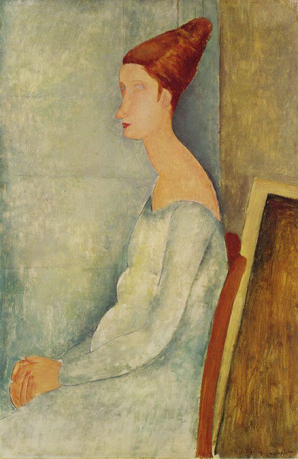 Jeanne Hébuterne seduta, ritratta da Amedeo Modigliani