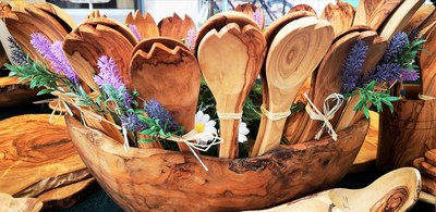 Legno di ulivo, posate da insalata