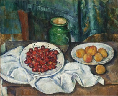 Paul Cezanne, Nature morte au plat de cerises © 2024 Museum Associates  LACMA. Licenciée par Dist. GrandPalaisRmn, image LACMA