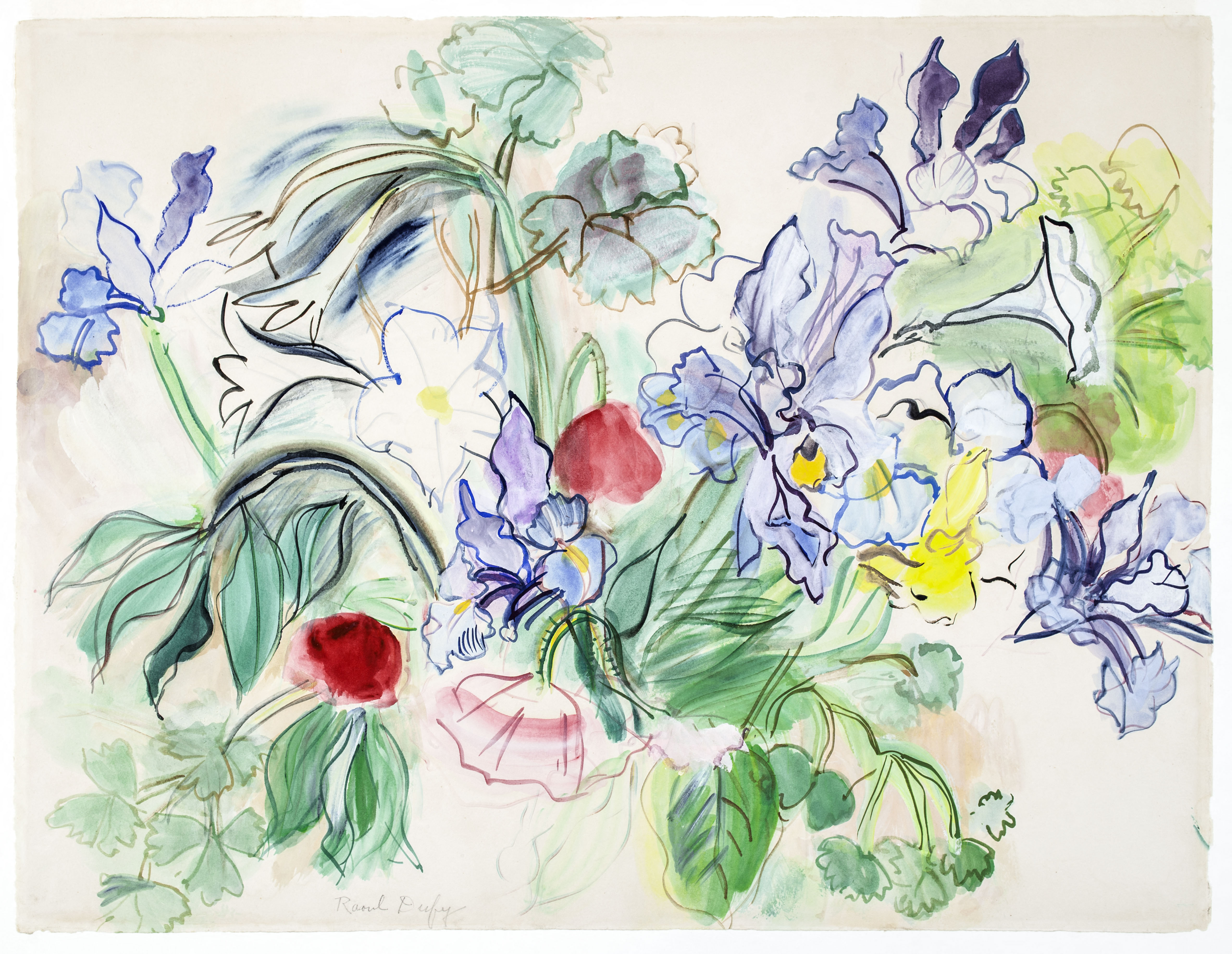 Raoul Dufy, Bouquet d'iris et de coquelicots, vers 1948, photo Paris Musées  Musée d'Art Moderne © Adagp, Paris, 2022