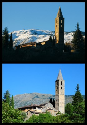 Saorge, Madonna del Poggio estate e inverno