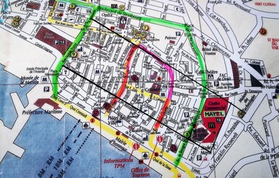Tolone, pianta della città vecchia